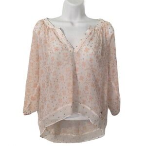 Hollister Boho Y2K Semi Sheer High Low Top Floral Pastel Size Small 90’s Style